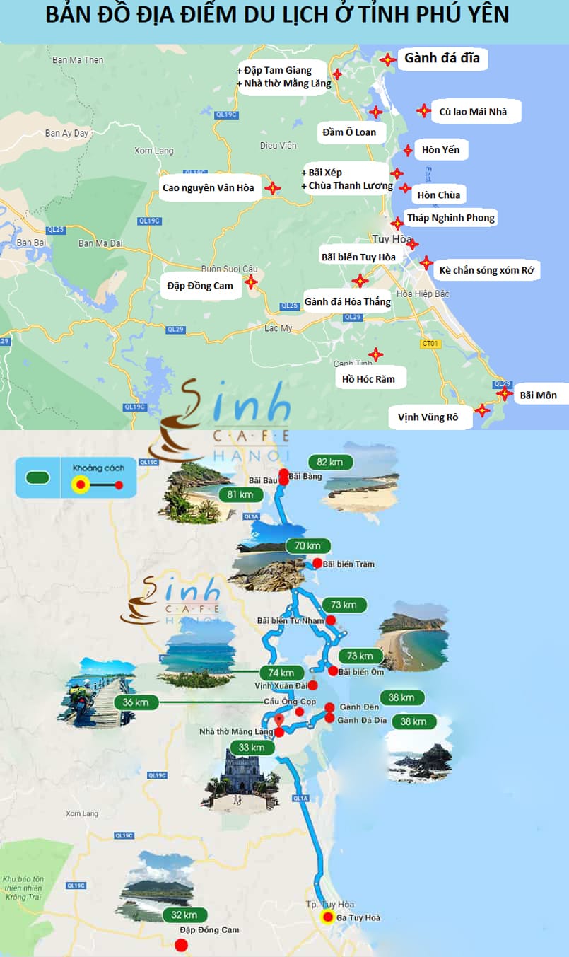 bản đồ du lịch Phú Yên mới nhất